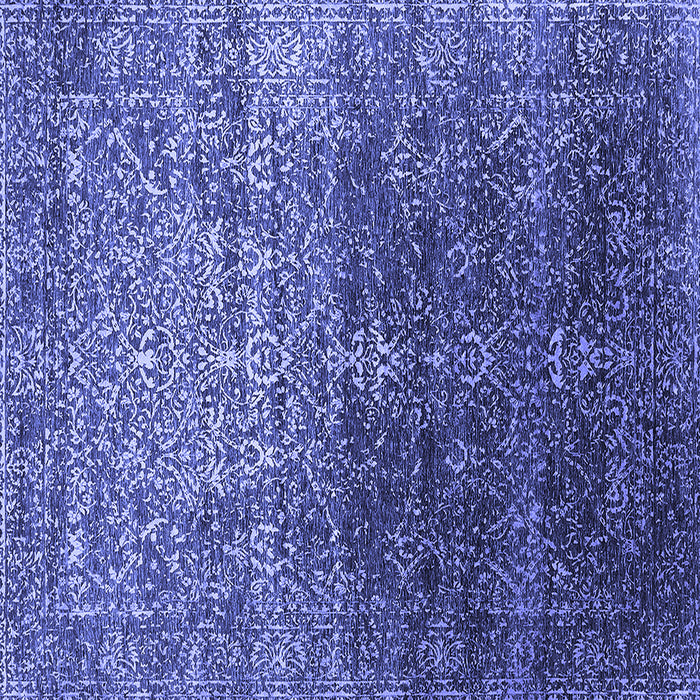 Square Machine Washable Oriental Blue Industrial Rug, wshurb2472blu