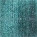 Square Machine Washable Oriental Turquoise Industrial Area Rugs, wshurb2472turq