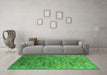 Machine Washable Oriental Green Industrial Area Rugs in a Living Room,, wshurb2473grn