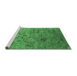 Sideview of Machine Washable Oriental Emerald Green Industrial Area Rugs, wshurb2473emgrn