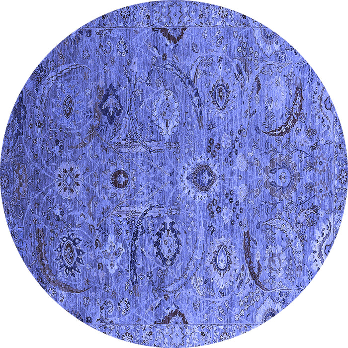 Round Oriental Blue Industrial Rug, urb2473blu