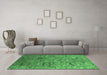 Machine Washable Oriental Emerald Green Industrial Area Rugs in a Living Room,, wshurb2473emgrn