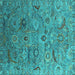 Square Machine Washable Oriental Turquoise Industrial Area Rugs, wshurb2473turq