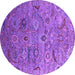 Round Machine Washable Oriental Purple Industrial Area Rugs, wshurb2473pur