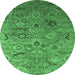 Round Oriental Emerald Green Industrial Rug, urb2473emgrn