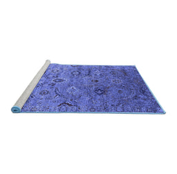 Sideview of Machine Washable Oriental Blue Industrial Rug, wshurb2473blu