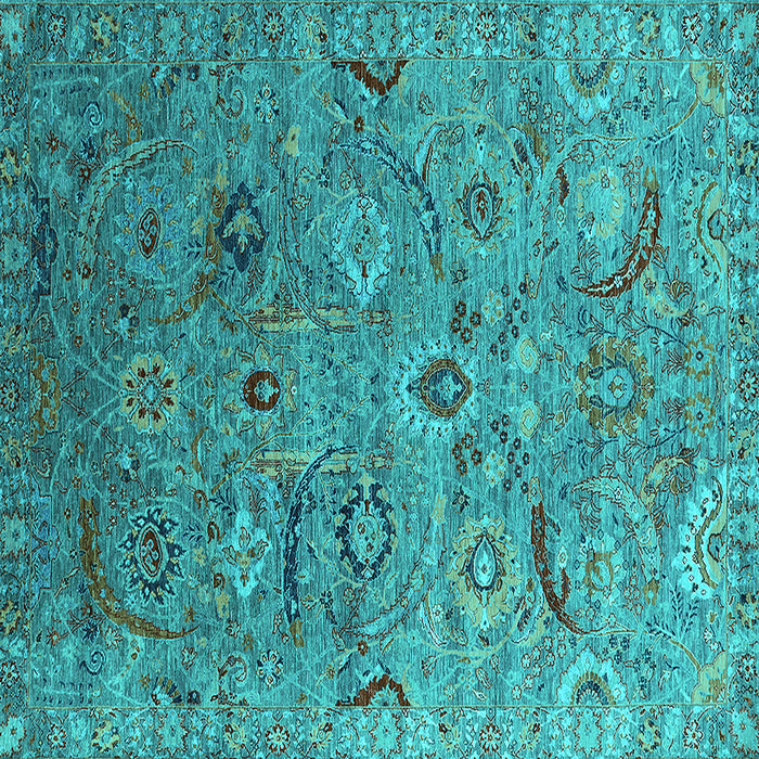Square Oriental Turquoise Industrial Rug, urb2473turq