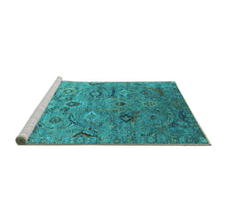Sideview of Machine Washable Oriental Turquoise Industrial Area Rugs, wshurb2473turq
