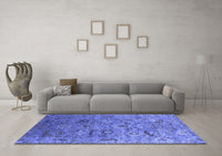 Machine Washable Oriental Blue Industrial Rug, wshurb2473blu