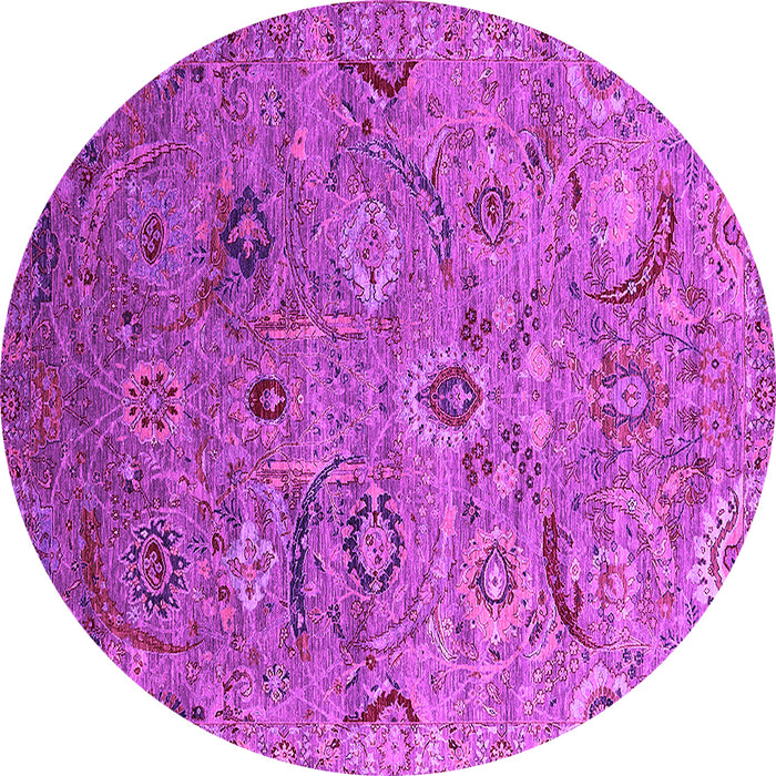Round Machine Washable Oriental Pink Industrial Rug, wshurb2473pnk
