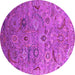 Round Machine Washable Oriental Pink Industrial Rug, wshurb2473pnk