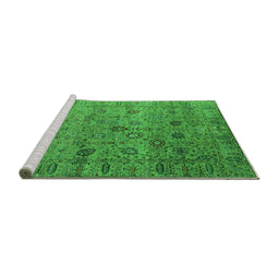 Sideview of Machine Washable Oriental Green Industrial Area Rugs, wshurb2474grn