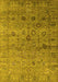 Machine Washable Oriental Yellow Industrial Rug, wshurb2474yw