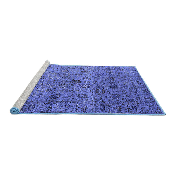Sideview of Machine Washable Oriental Blue Industrial Rug, wshurb2474blu