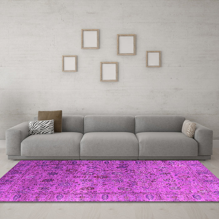 Machine Washable Oriental Pink Industrial Rug in a Living Room, wshurb2474pnk