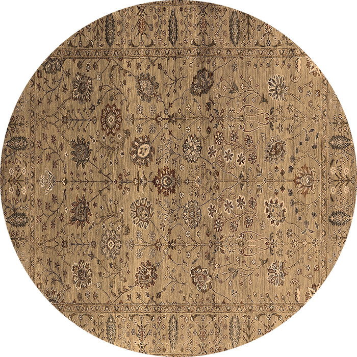 Round Oriental Brown Industrial Rug, urb2474brn