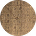 Round Oriental Brown Industrial Rug, urb2474brn