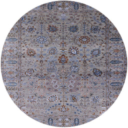 Round Machine Washable Industrial Modern Carbon Gray Rug, wshurb2474