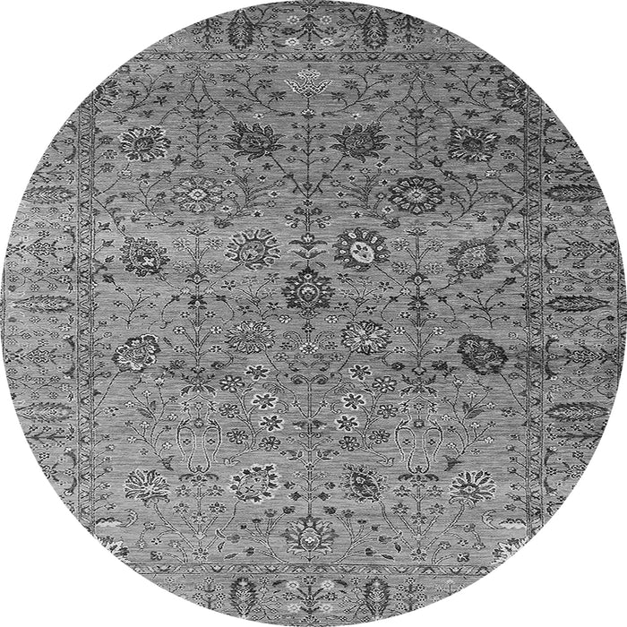 Round Machine Washable Oriental Gray Industrial Rug, wshurb2474gry