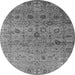 Round Machine Washable Oriental Gray Industrial Rug, wshurb2474gry