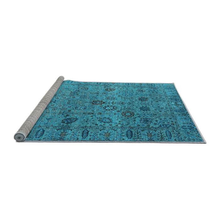 Sideview of Machine Washable Oriental Light Blue Industrial Rug, wshurb2474lblu