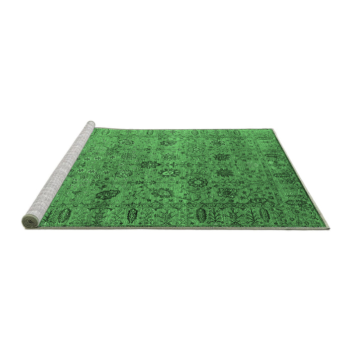 Sideview of Machine Washable Oriental Emerald Green Industrial Area Rugs, wshurb2474emgrn