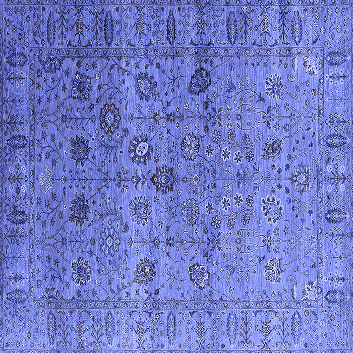 Square Machine Washable Oriental Blue Industrial Rug, wshurb2474blu