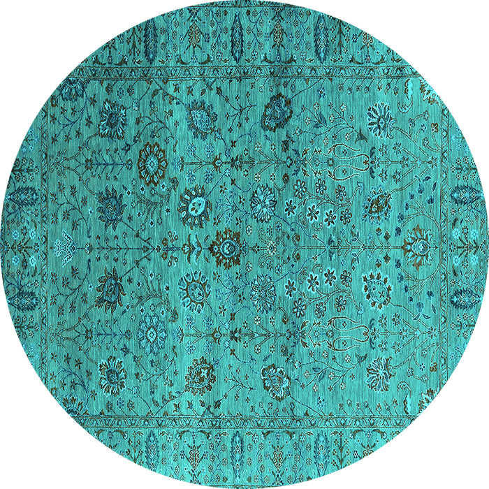 Round Oriental Turquoise Industrial Rug, urb2474turq