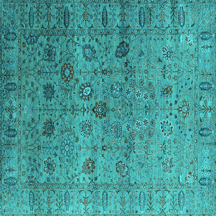 Square Machine Washable Oriental Turquoise Industrial Area Rugs, wshurb2474turq