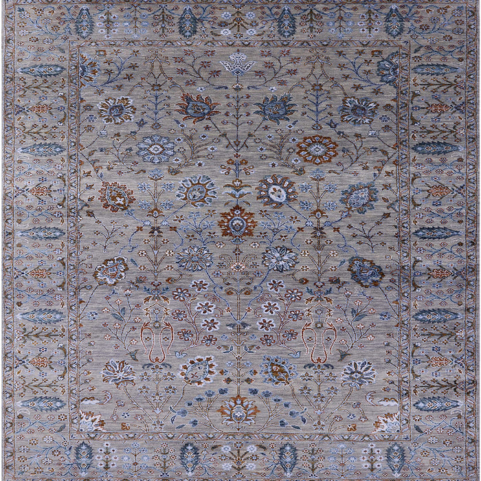 Square Mid-Century Modern Carbon Gray Oriental Rug, urb2474