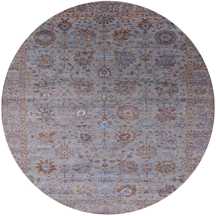 Round Mid-Century Modern Purple Oriental Rug, urb2475