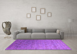 Machine Washable Oriental Purple Industrial Area Rugs in a Living Room, wshurb2475pur