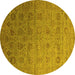 Round Oriental Yellow Industrial Rug, urb2475yw