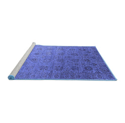 Sideview of Machine Washable Oriental Blue Industrial Rug, wshurb2475blu