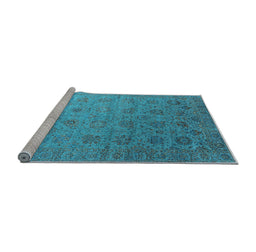 Sideview of Machine Washable Oriental Light Blue Industrial Rug, wshurb2475lblu