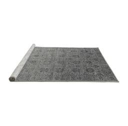 Sideview of Machine Washable Oriental Gray Industrial Rug, wshurb2475gry