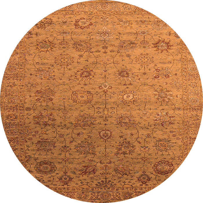 Round Oriental Orange Industrial Rug, urb2475org