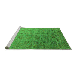 Sideview of Machine Washable Oriental Green Industrial Area Rugs, wshurb2475grn