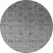 Round Machine Washable Oriental Gray Industrial Rug, wshurb2475gry