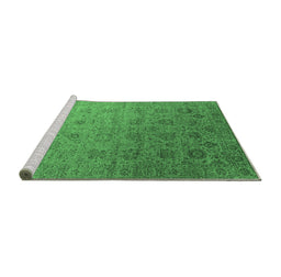 Sideview of Machine Washable Oriental Emerald Green Industrial Area Rugs, wshurb2475emgrn
