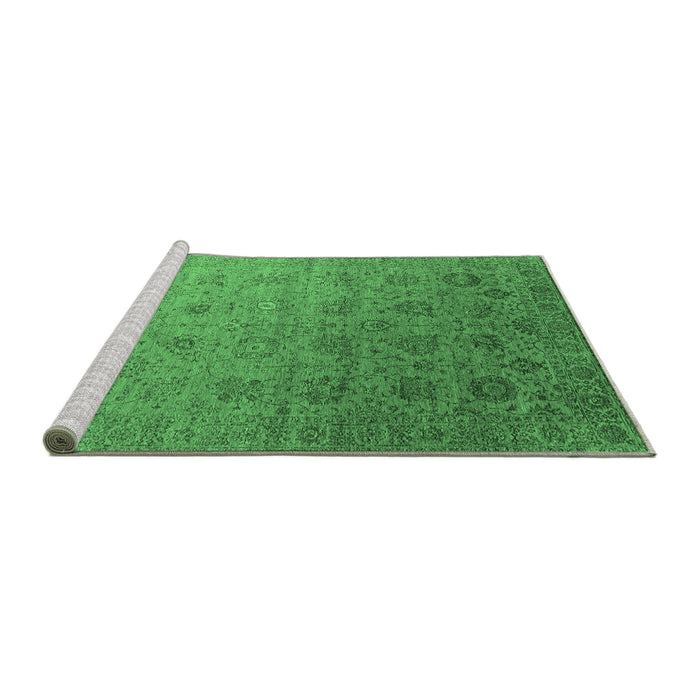 Sideview of Machine Washable Oriental Emerald Green Industrial Area Rugs, wshurb2475emgrn