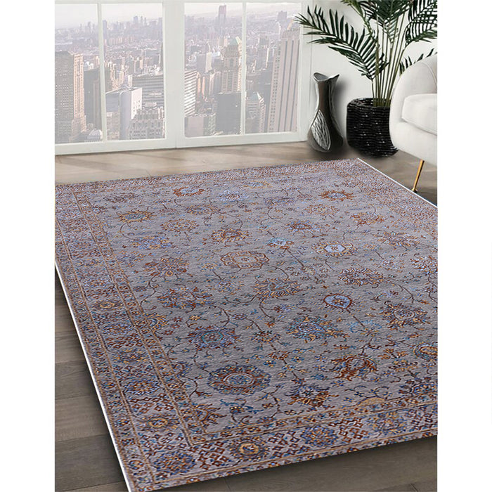 Mid-Century Modern Purple Oriental Rug in Family Room, urb2475