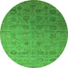 Round Oriental Green Industrial Rug, urb2475grn