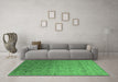 Machine Washable Oriental Emerald Green Industrial Area Rugs in a Living Room,, wshurb2475emgrn