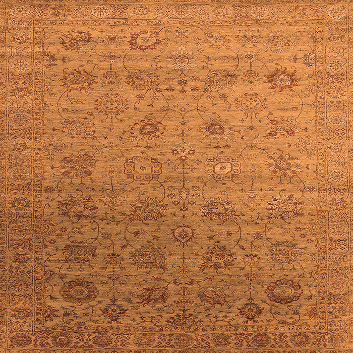 Square Machine Washable Oriental Orange Industrial Area Rugs, wshurb2475org