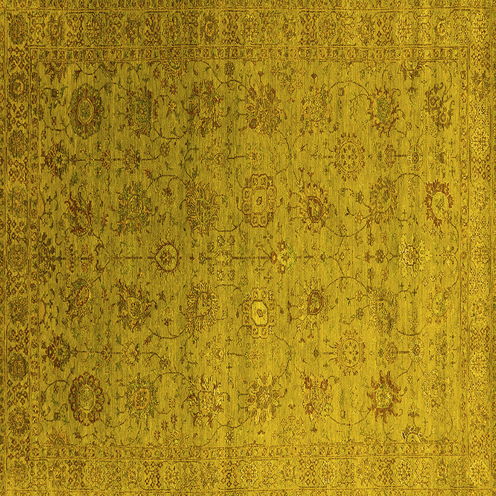 Square Machine Washable Oriental Yellow Industrial Rug, wshurb2475yw