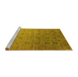 Sideview of Machine Washable Oriental Yellow Industrial Rug, wshurb2475yw