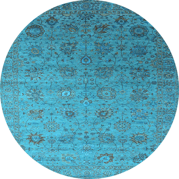 Round Oriental Light Blue Industrial Rug, urb2475lblu