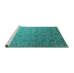 Sideview of Machine Washable Oriental Turquoise Industrial Area Rugs, wshurb2475turq