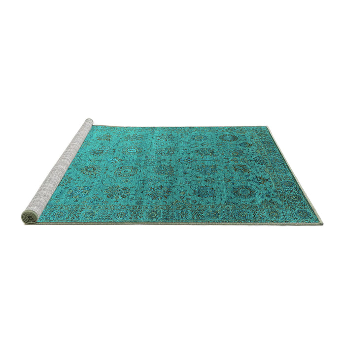 Sideview of Machine Washable Oriental Turquoise Industrial Area Rugs, wshurb2475turq